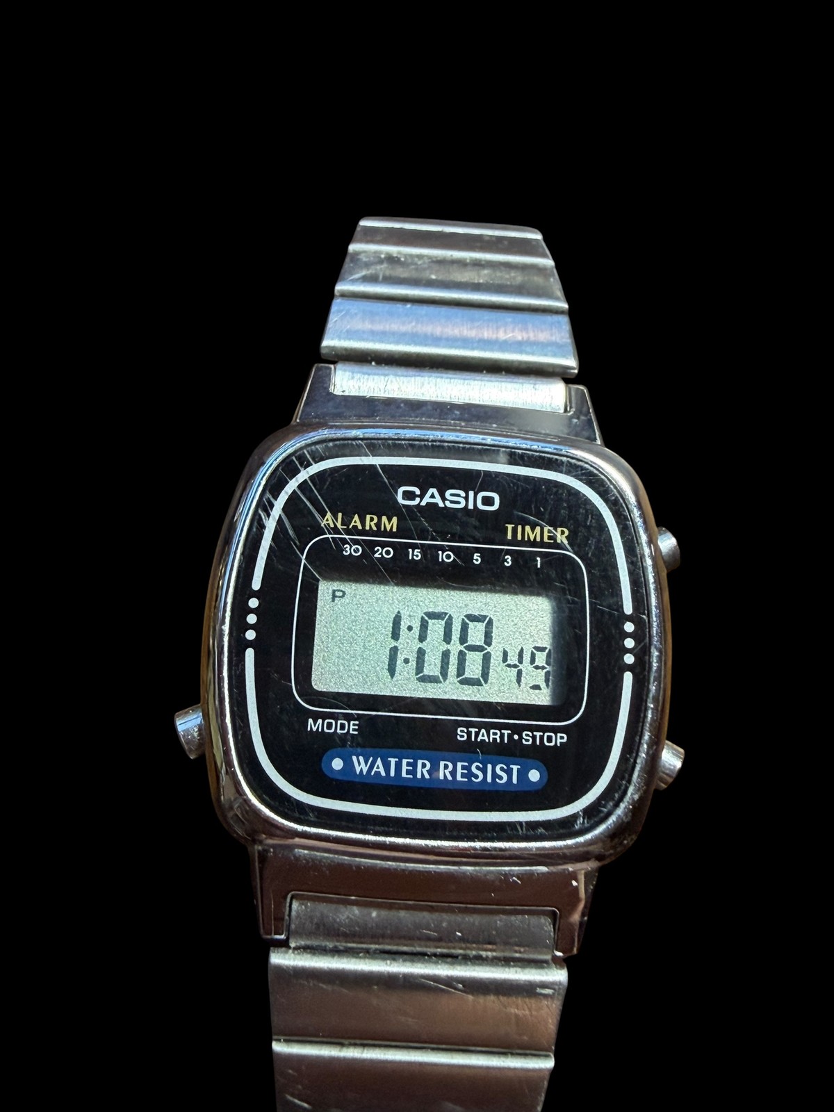 Vintage Casio LA670W Digital Watch Silver Tone Stainless Steel Bracelet Water