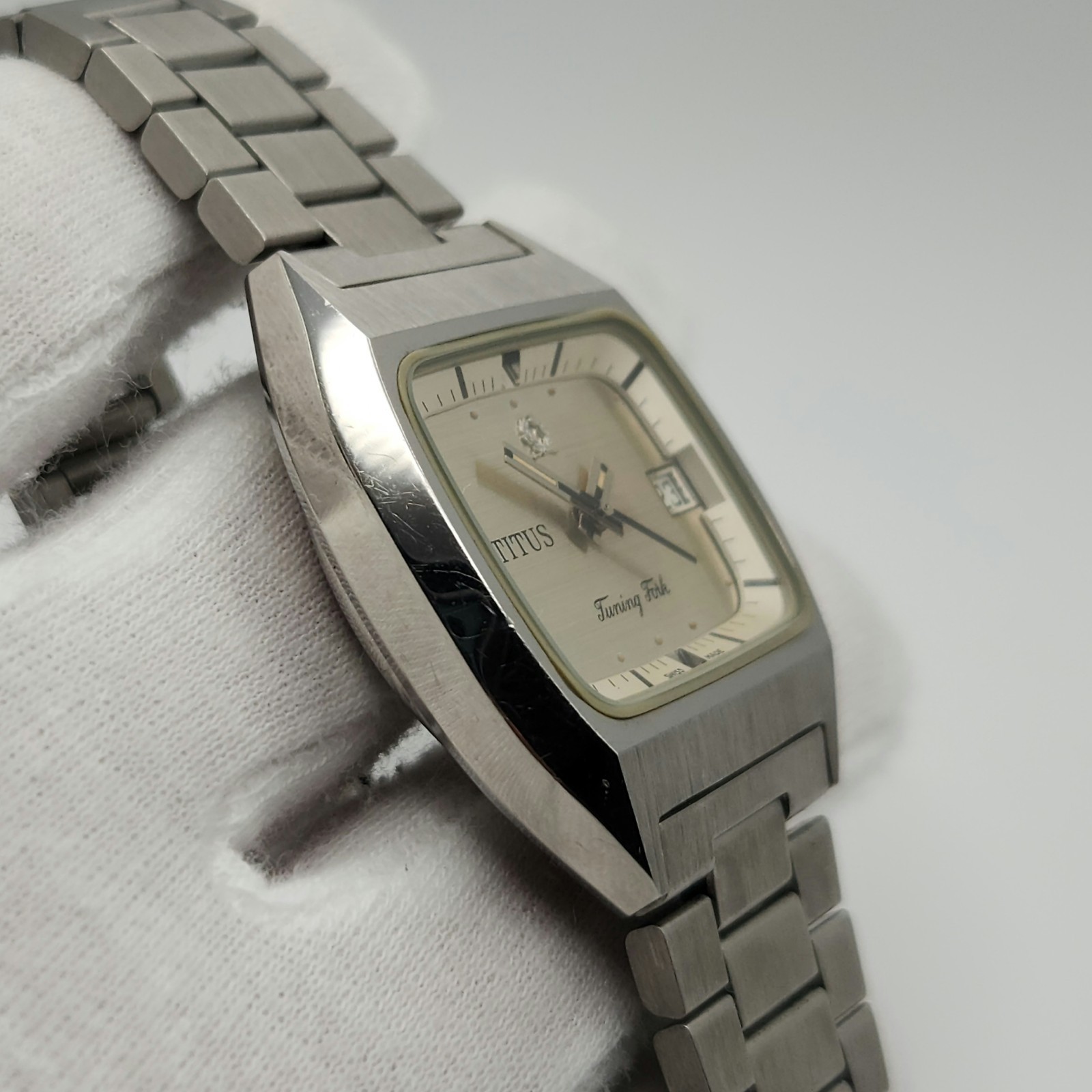 Titus Tuning Fork Men’s Silver Tone Vintage Swiss Made Watch – PARTS / REPAIR