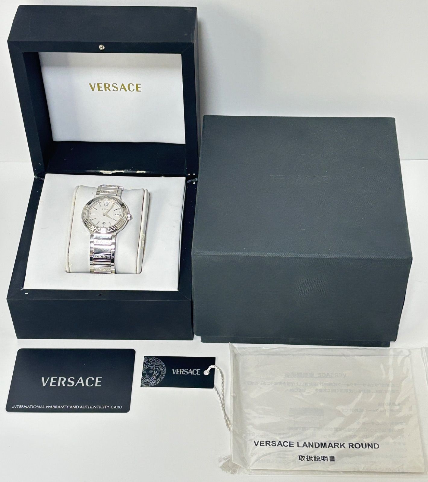 Versace ZSQ 11P Diamond Land Mark Round Analog Quartz Watch Size 35 9mm