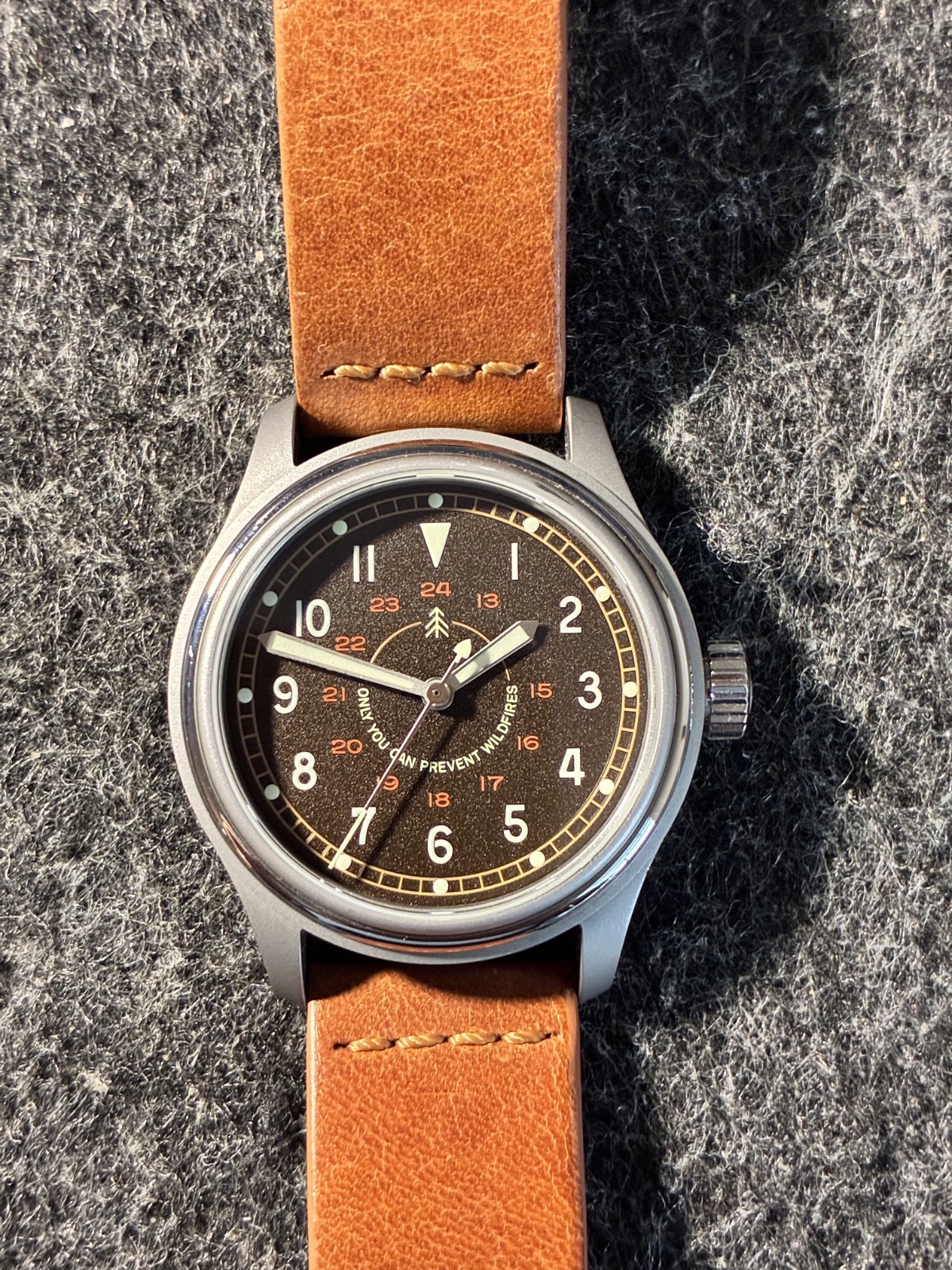Vaer x Smokey Bear Field Watch Automatic 38mm Complete Box Papers Extra Strap