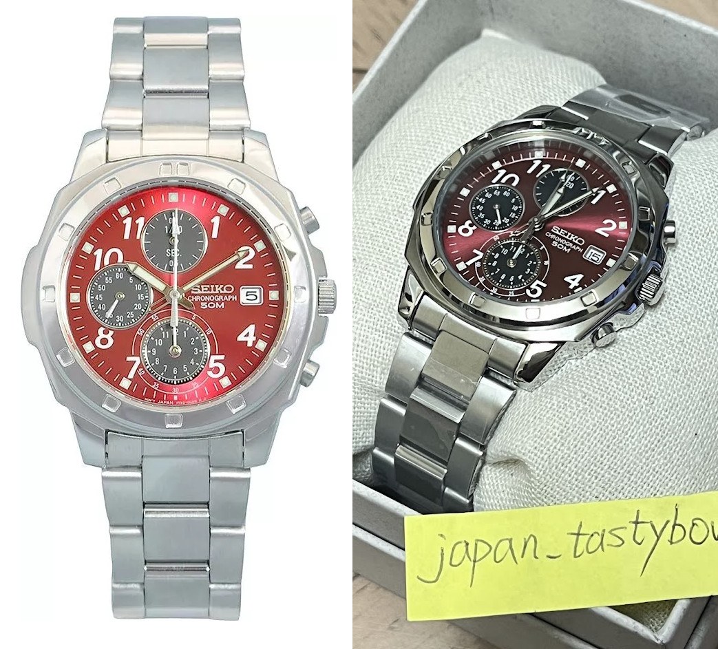 Seiko SND495P1 SND495 SND495P RED Chronograph Genuine JAPAN