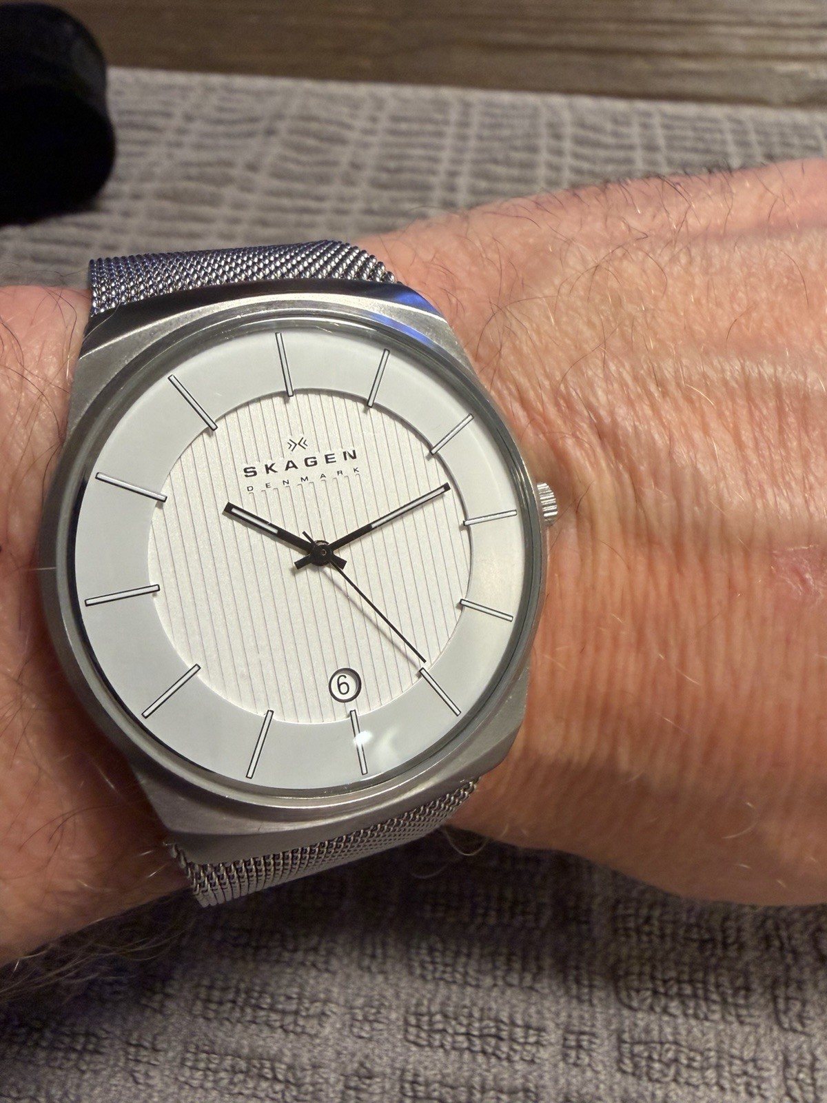 SKAGEN 780XLSS MEN STAINLESS STEEL 40mm WATCH DATE MESH BRACELET NEW BATTERY