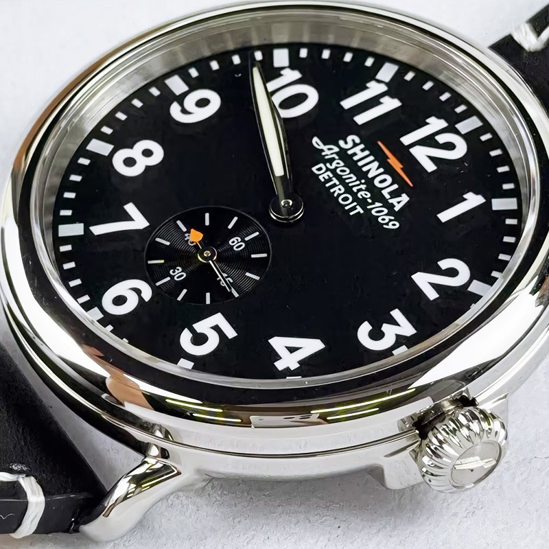 Shinola The Runwell Argonite 1069 Black Dial Black Strap Men’s Quartz Watch 47mm