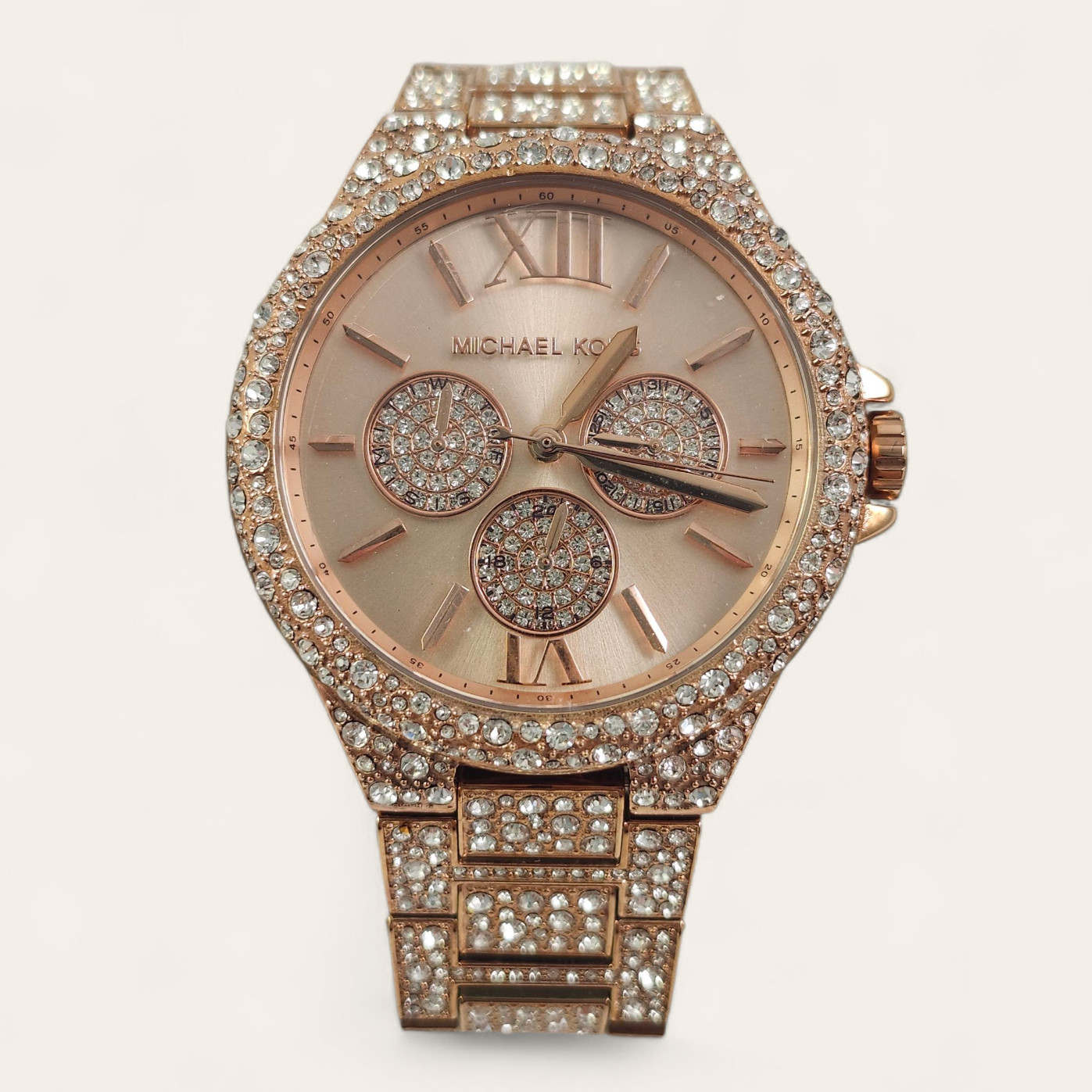 Michael Kors Camille Oversized Pave Rose Gold Glitz Watch MK6961 Box NWOT