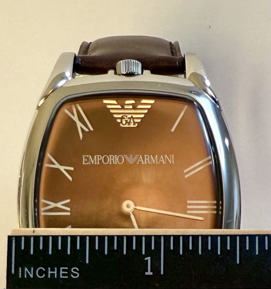 Chocolate Brown Dial & Strap | W40mm x L56mm Slvrtn Tonneau EMPORIO ARMANI Watch