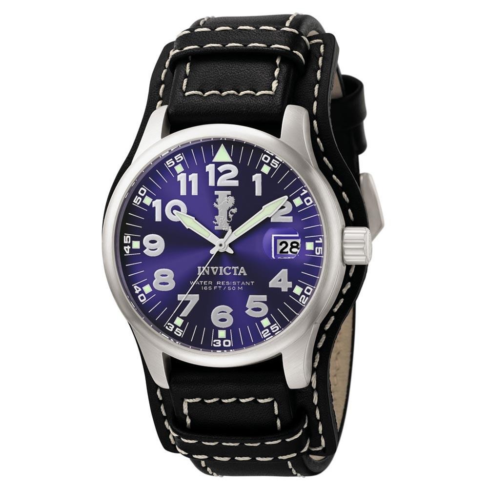 Invicta 6104 Men’s I Force Quartz Blue Dial Black Leather Strap Date Watch