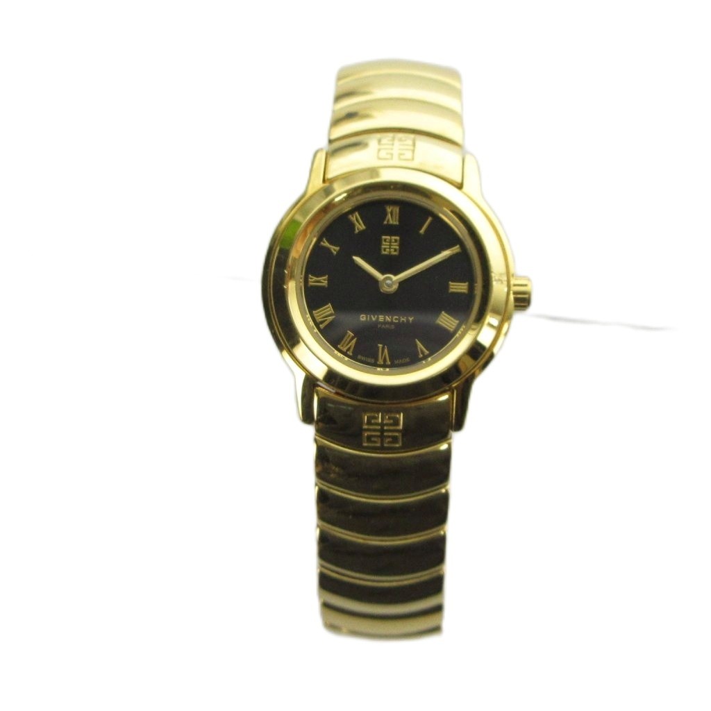 Givenchy Ladies Quartz Gold Watch 20mm Black Dial AB Condition