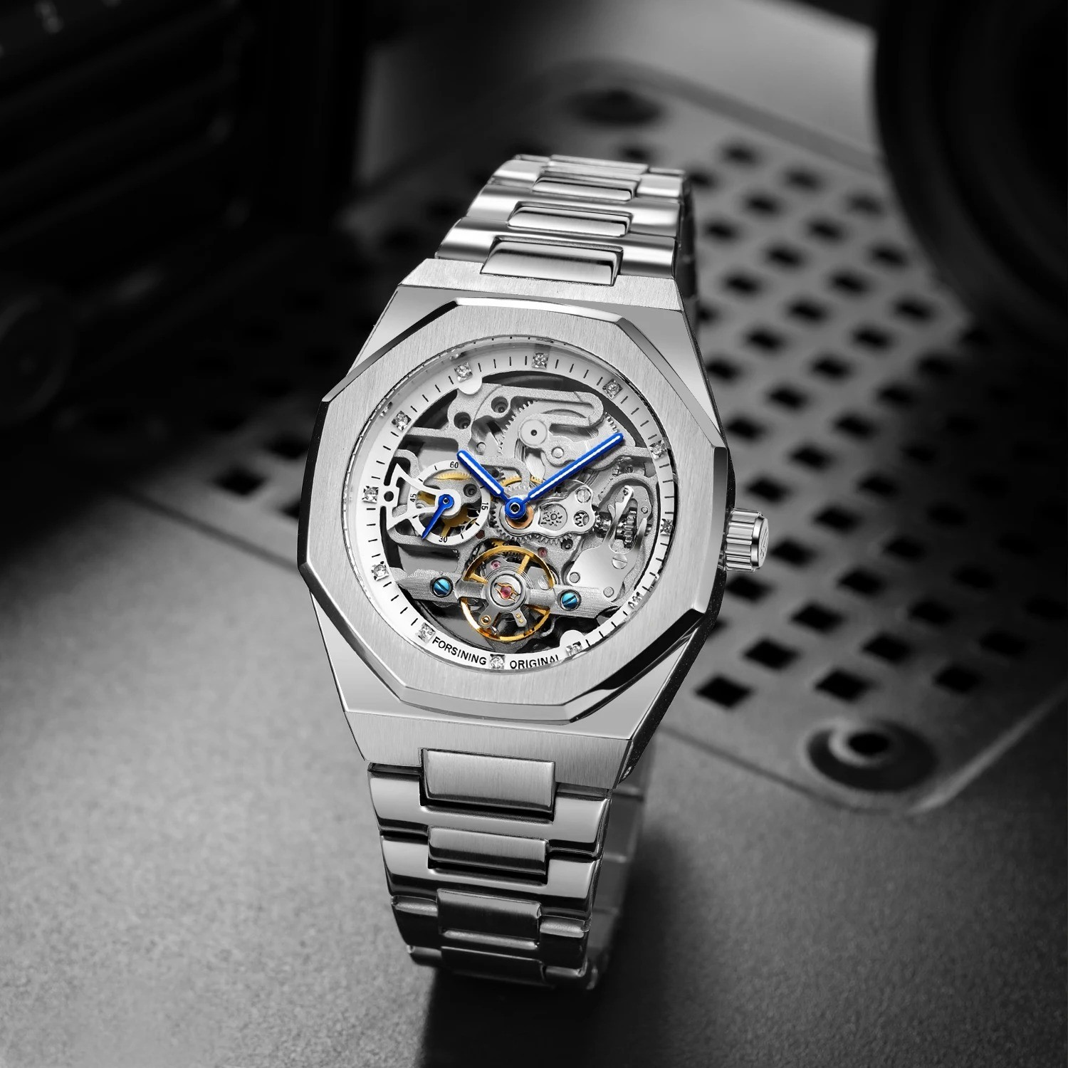 Forsining Casual Automatic Mechanical Watch for Men Luminous Hands Stainless Ste