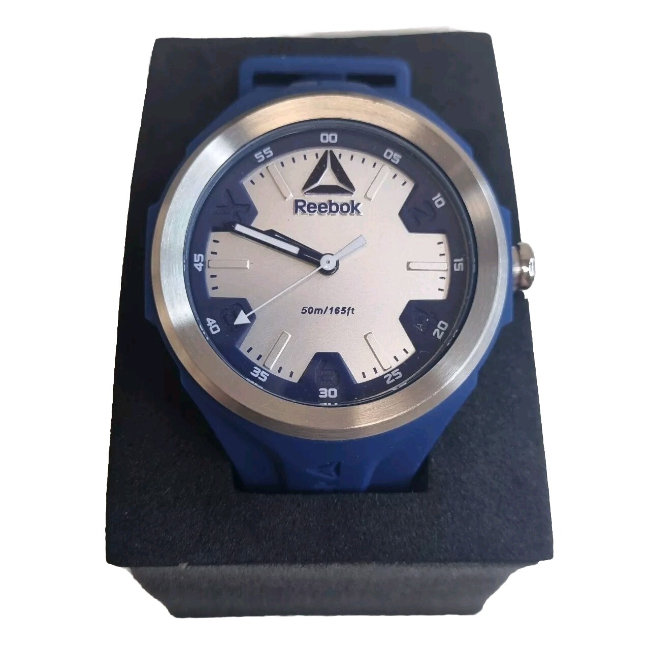 Reebok Blue & Silver Impact Men’s Silicone Strap Steel Wrist Watch New Old Stock