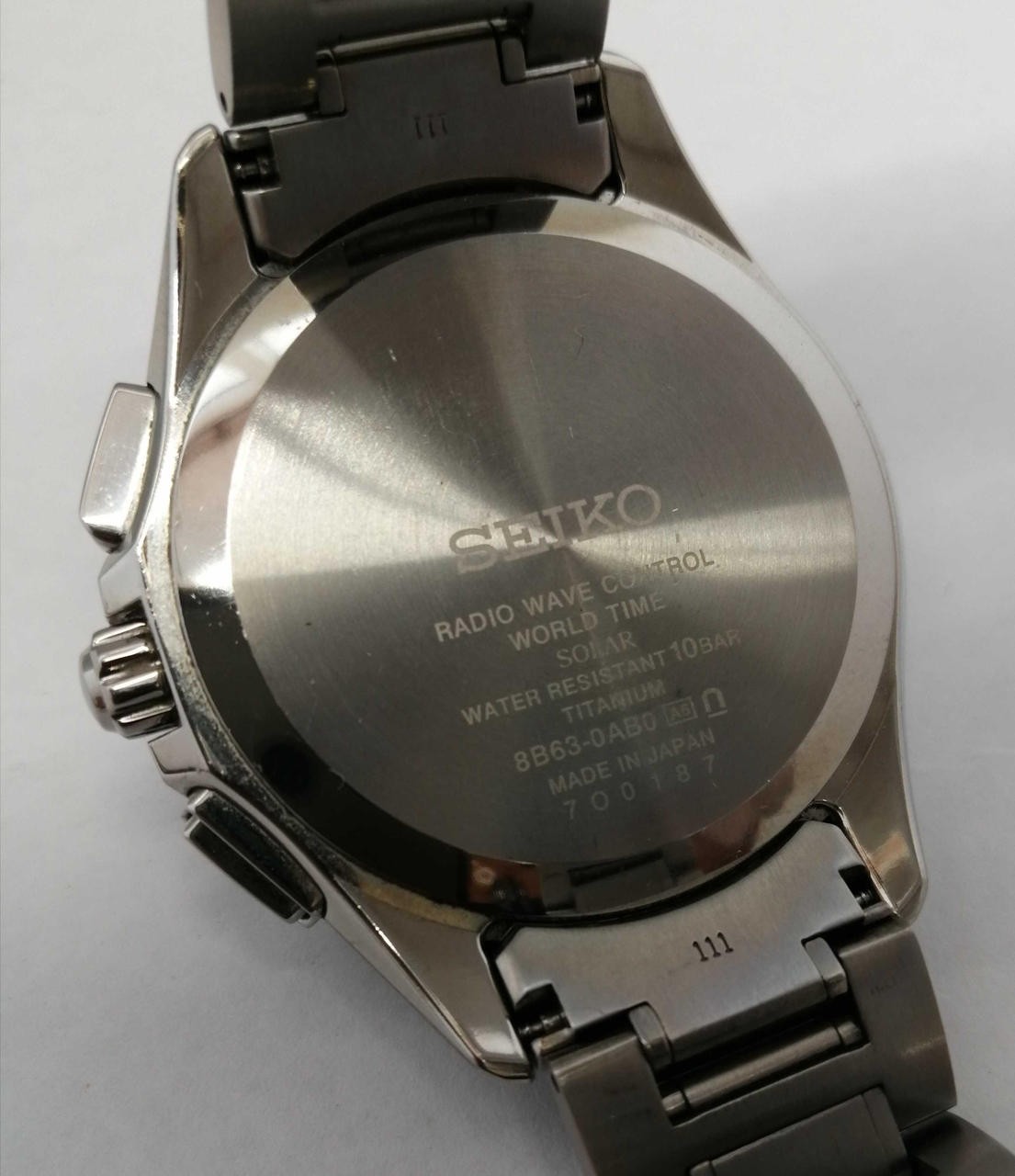 SEIKO 8B63-0AB0 Men’s Solar Quartz Watch Stainless Steel Excellent