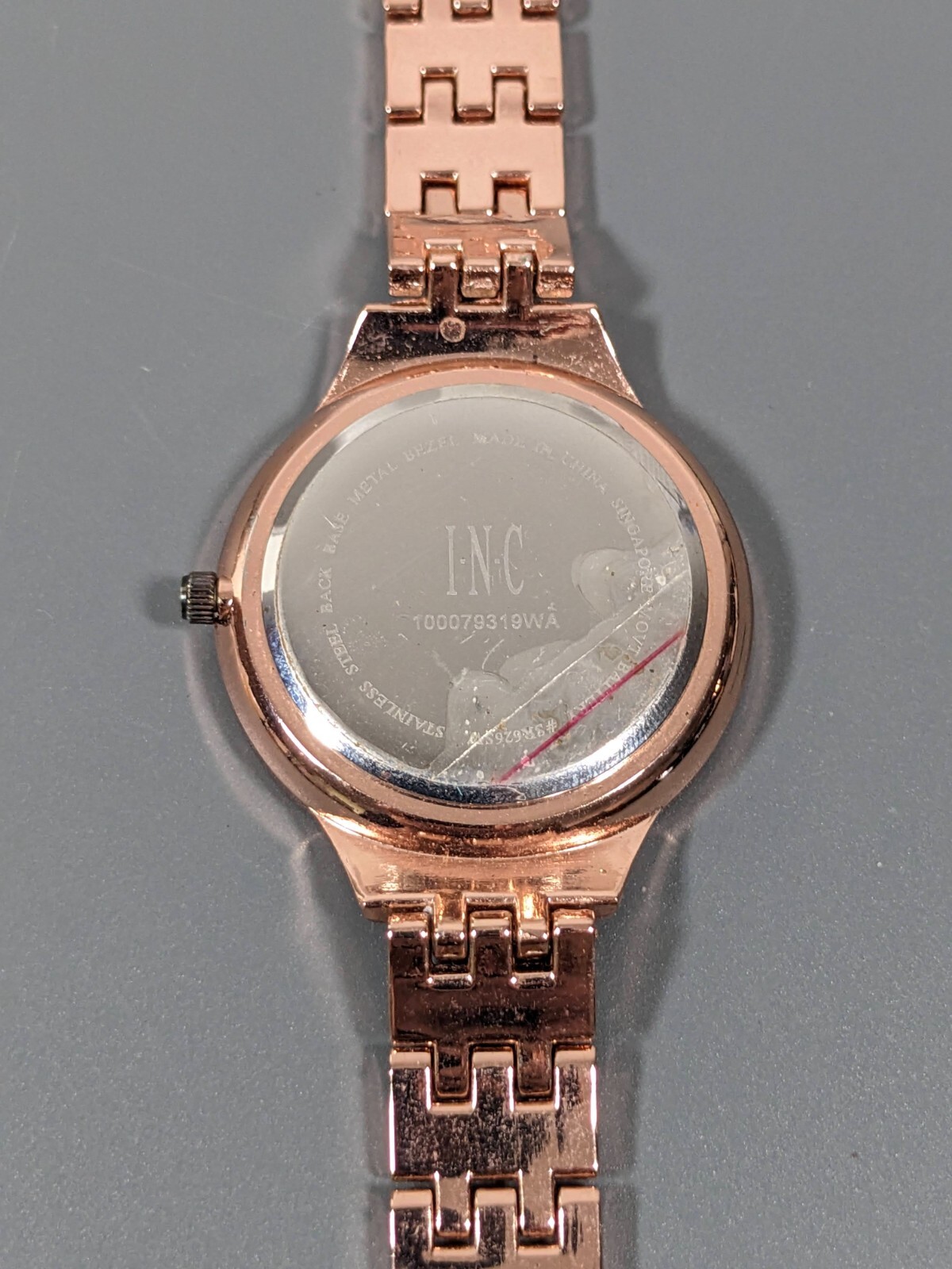 INC International Concepts Rose Gold Tone Panther Link MOP Crystal Accent Watch