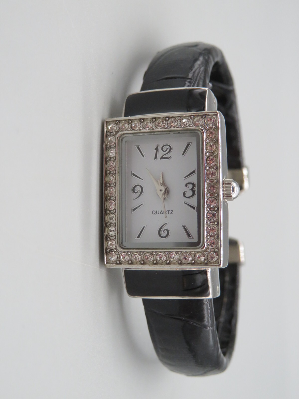 Ladies Avon April Birthstone Quartz Watch Black Cuff Band New Battery
