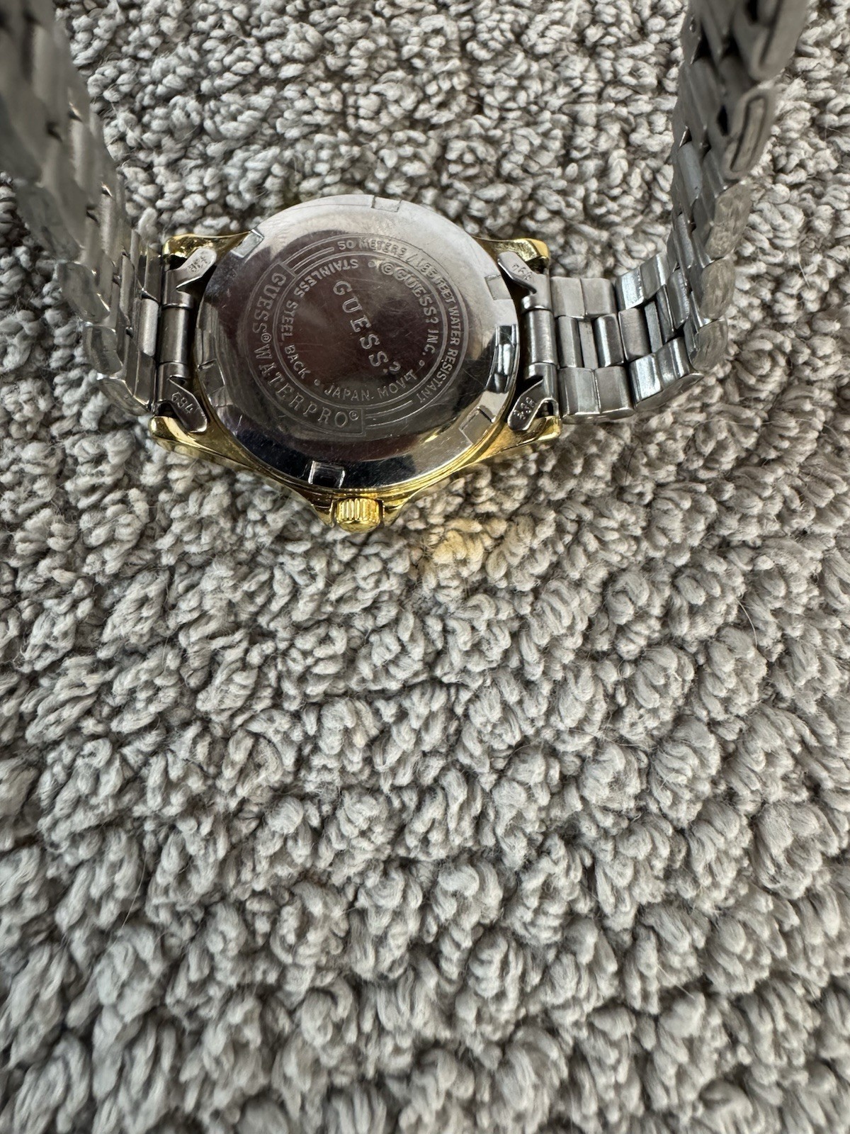 Guess Waterpro Watch Gold & Silver Tone Date Women 29mm New Battery Approx 6 1/4