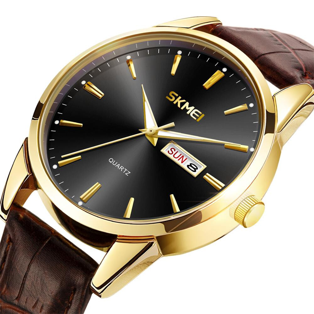 Men’s Quartz Casual Watch Leather Strap Calendar Waterproof Wristwatch