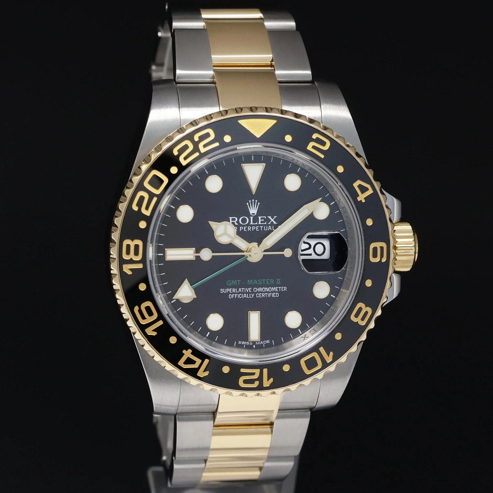 2017 MINT Rolex GMT-Master 2 Ceramic 116713 Black Two Tone Steel Gold Watch