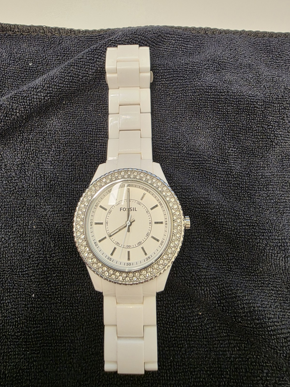 Fossil ES-2444 All Stainless Steel Quartz Analog Ladies Watch Sz. 6 1/4″
