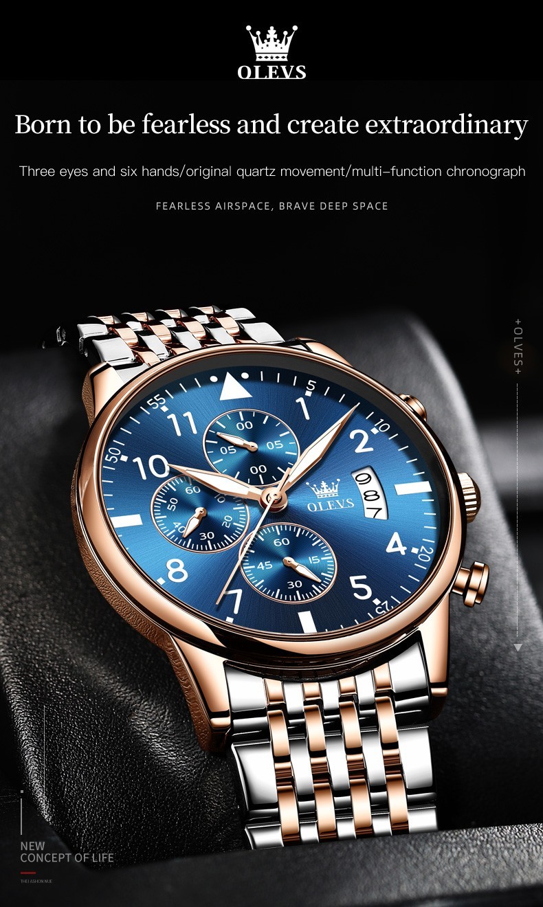 OLEVS 2869 Fashion Wrist Casual Quartz Luminous Multifunctional Business Watch