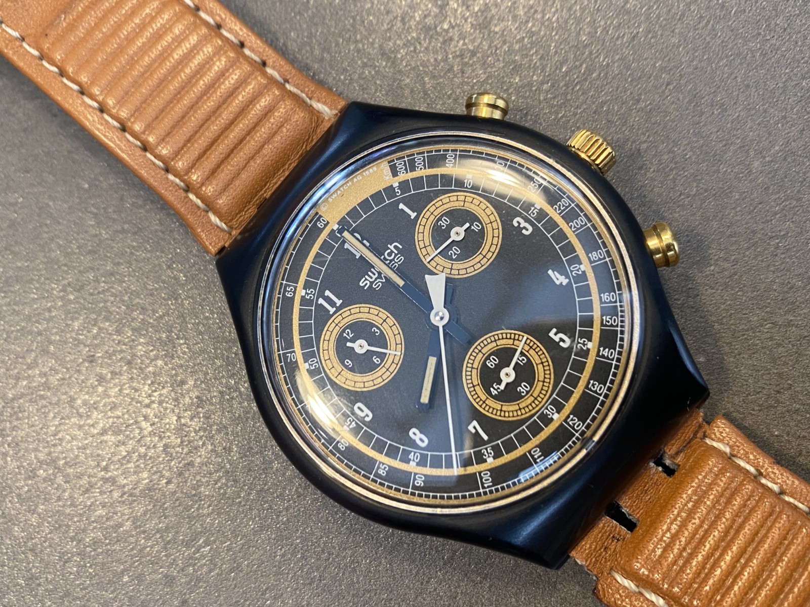 Swatch Chrono SCB104 Sand Storm 1990 – Working But No Battery Inc.