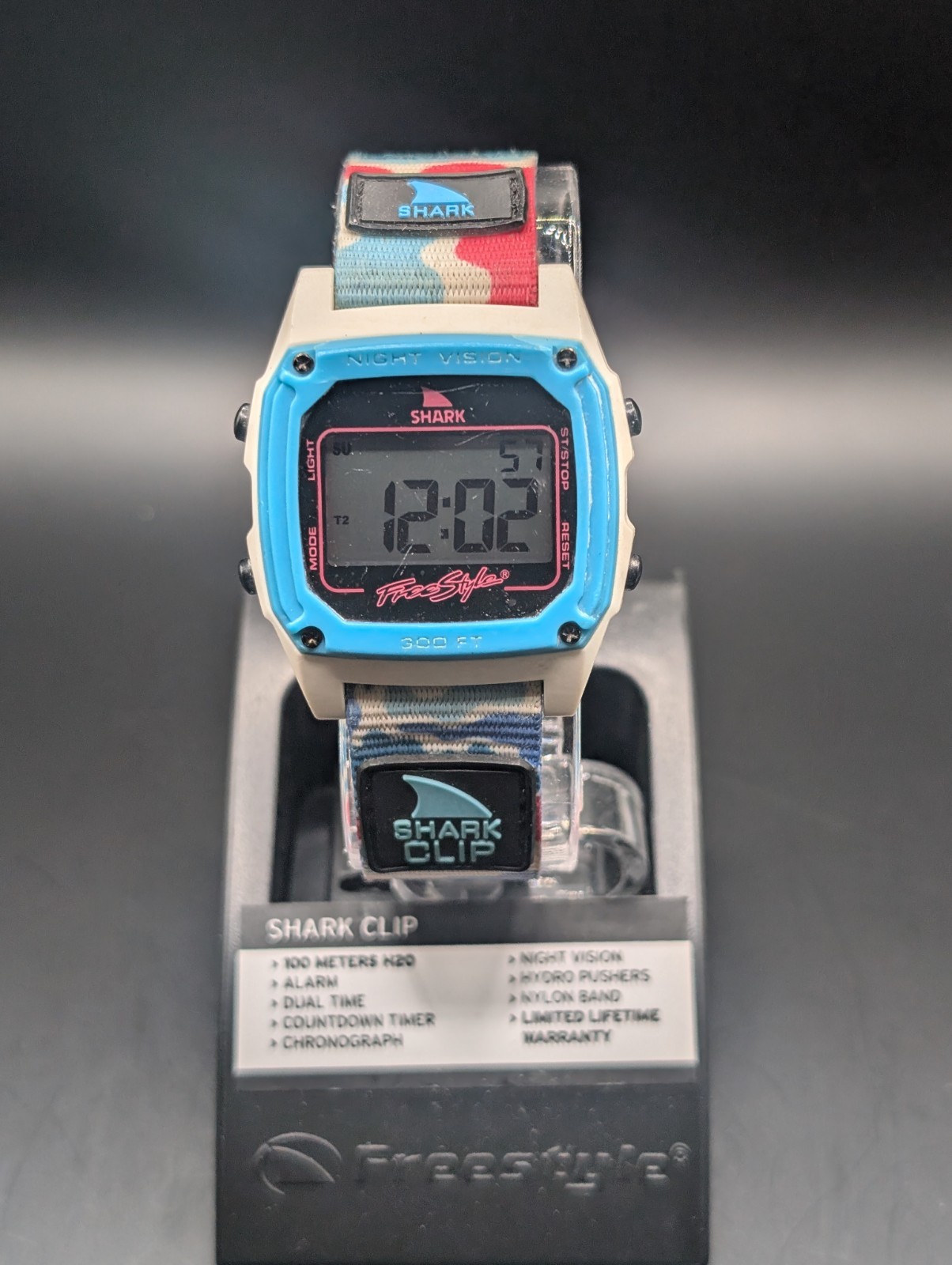 Shark Freestyle Night Vision Watch New Battery Original Stand