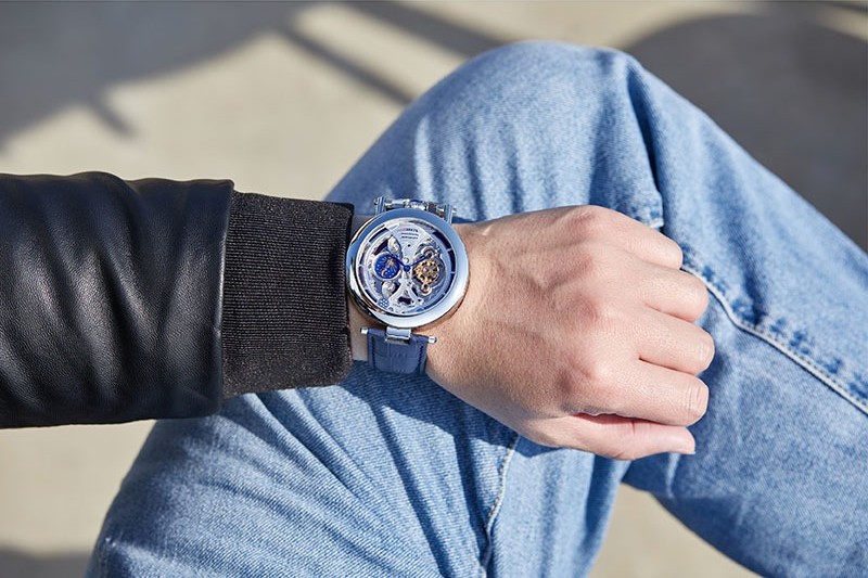 Luxury Big Skeleton Dial Tourbillon Hollowed Mechanical Men Wristwatch Watch