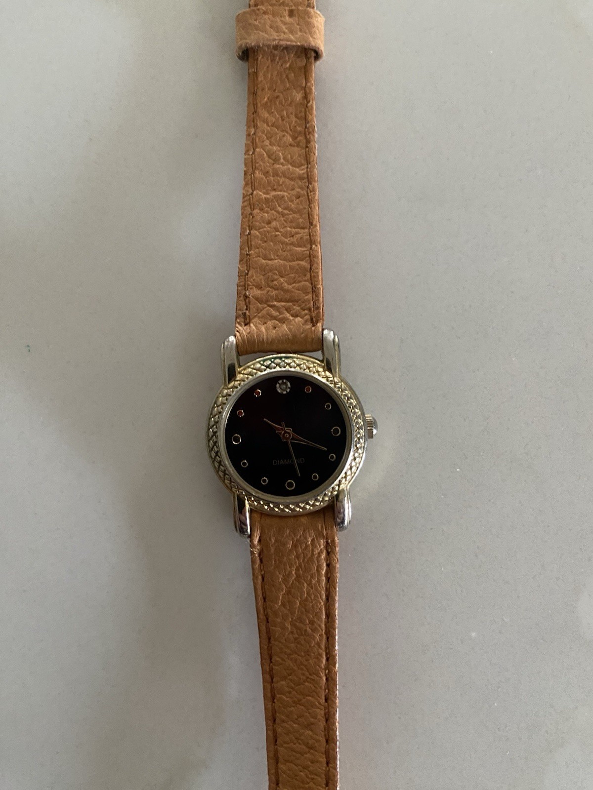 Vintage FMD Lady Gold Tone Genuine Diamond Analog Quartz Watch~New Battery