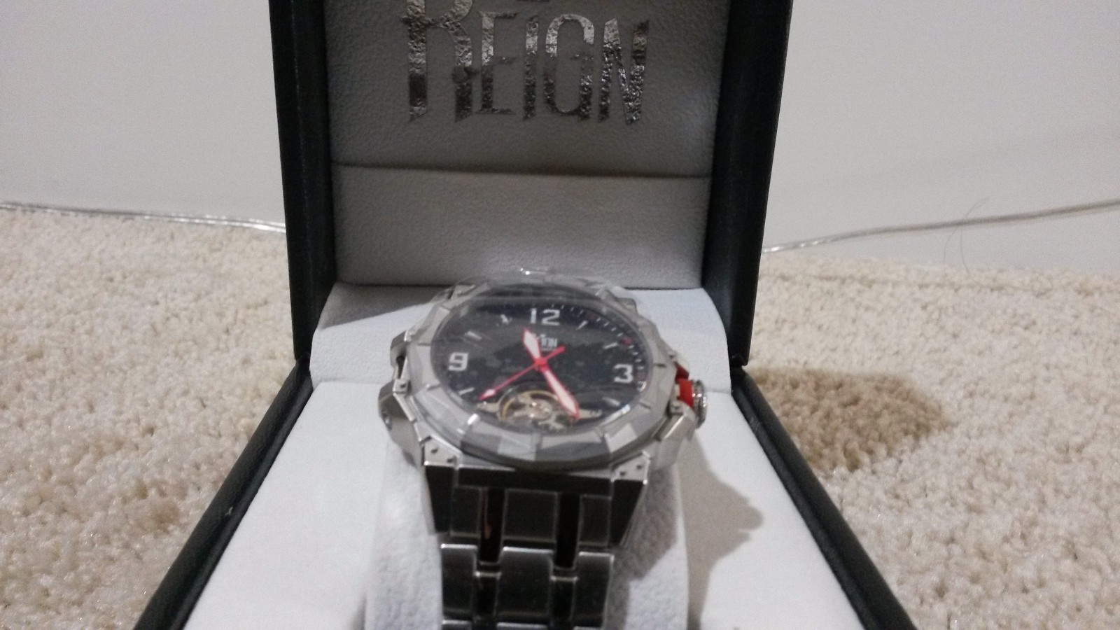 Reign Automatic Men’s Hapsburg Black Stainless Steel Watch RN1402 New in Box