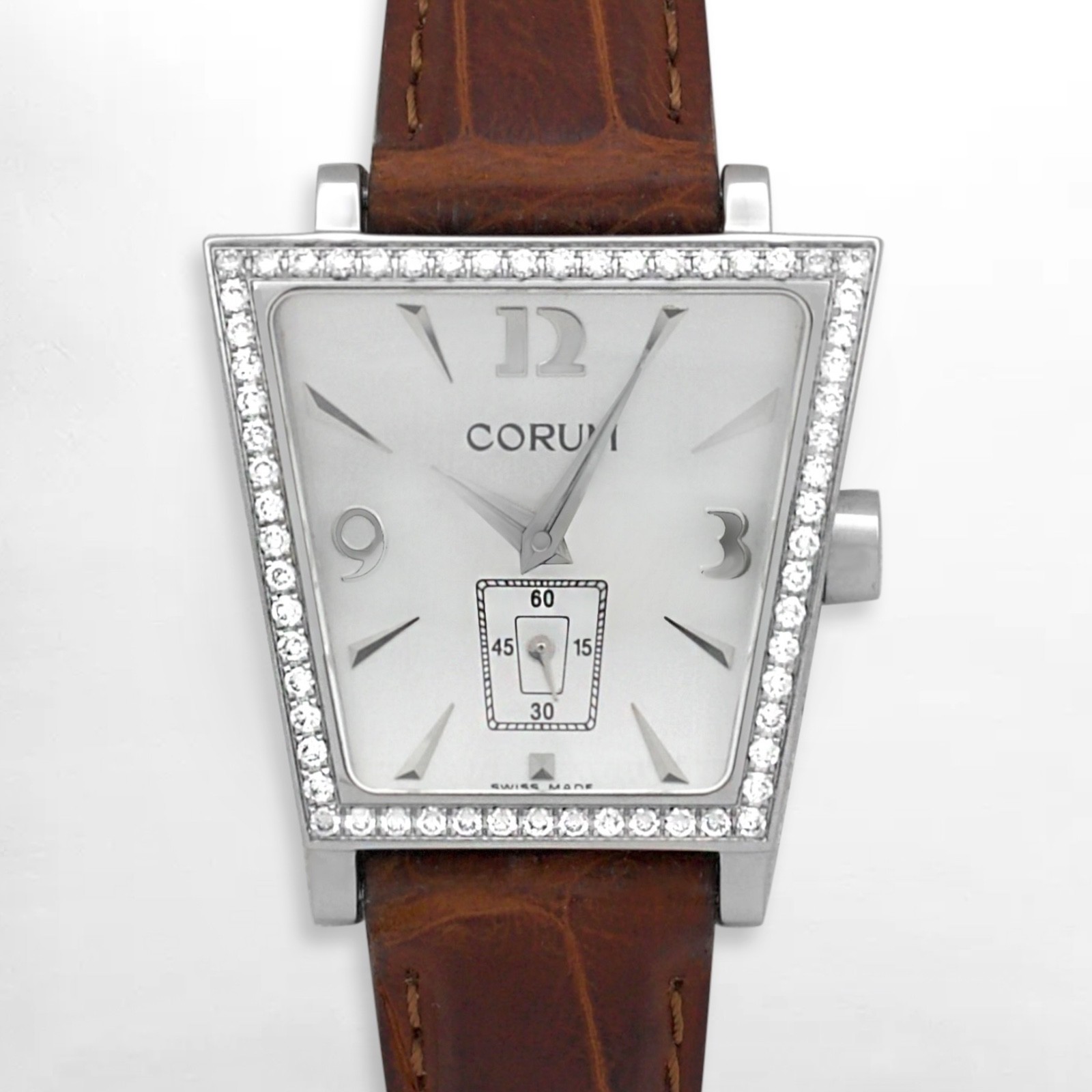 Corum Trapeze Lady Quartz 10540420 White Dial Small Seconds Diam Bezel SS Watch