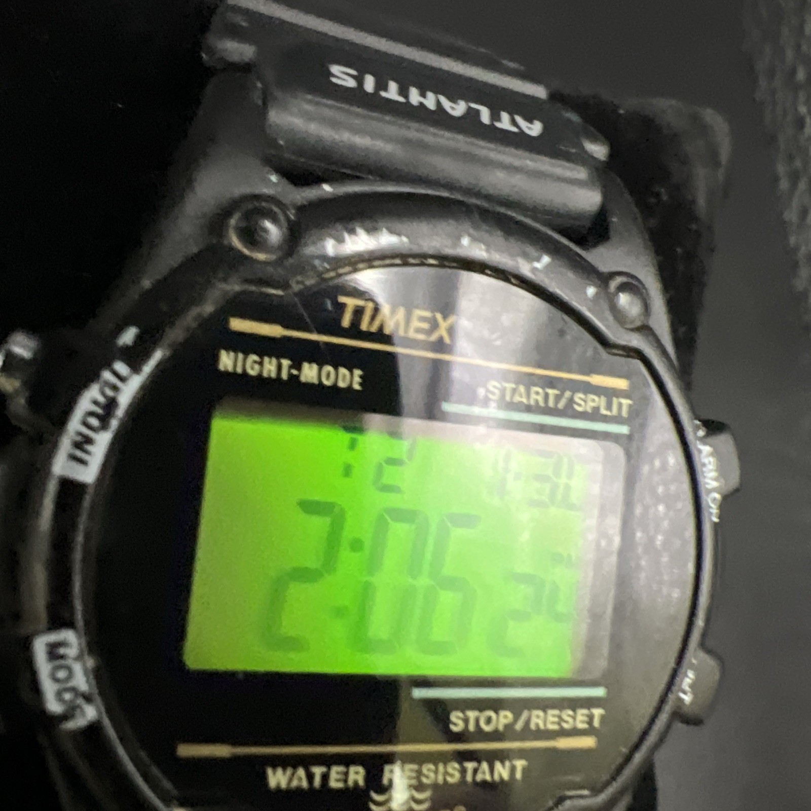 TIMEX ATLANTIS 100 DIGITAL 39mm VTG 10.25” Watch 745 W4 Works Great New Battery