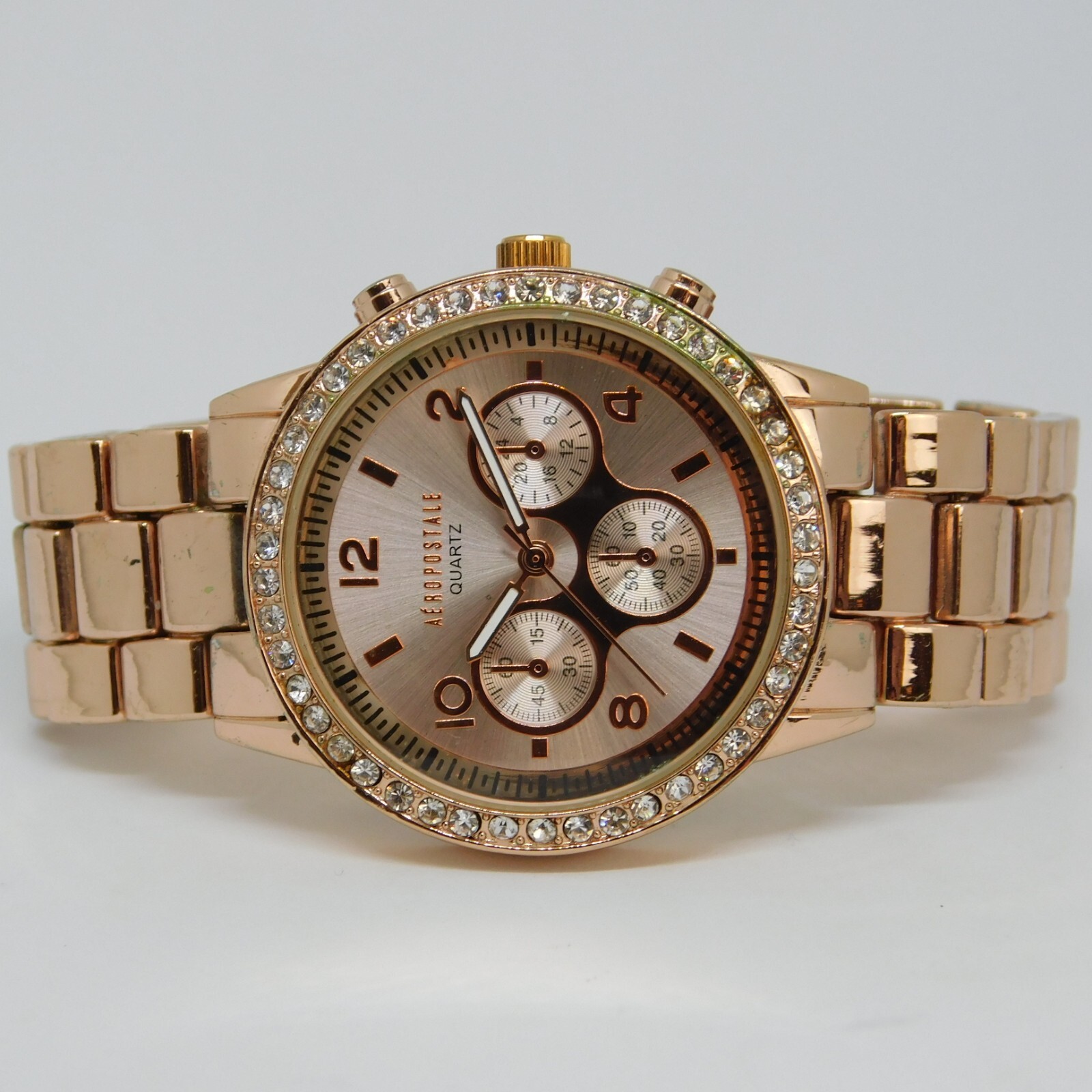 Aeropostale Rose Gold Tone Quartz Analog Women’s Watch Sz. 6 3/4″ New Battery