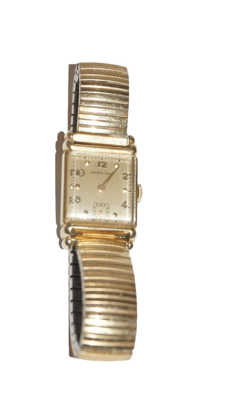 Hamilton 14k Gold Filled Watch 17 Jewel Tank Watch Vintage Antique Works