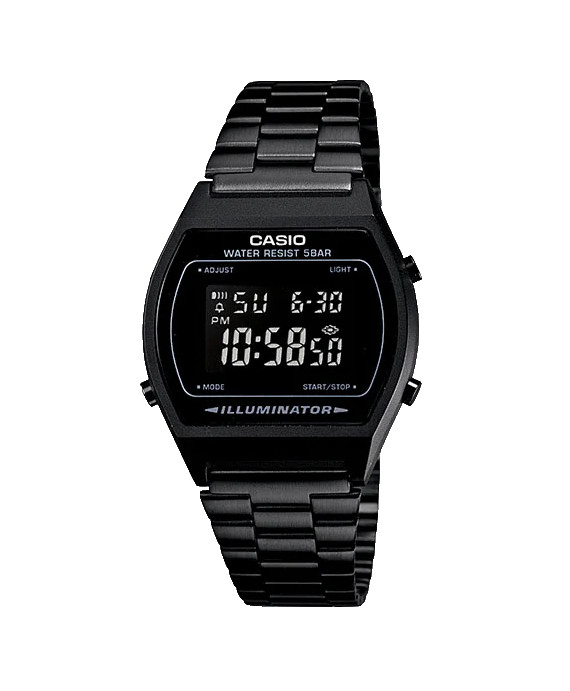 Casio Vintage Digital Black Dial Stainless Steel Unisex Watch B-640WB-1B