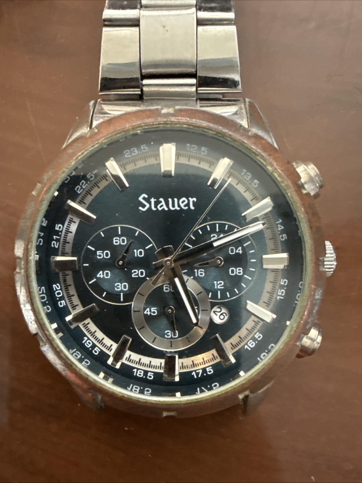 Stauer Men’s Watch Stainless Steel Broken Band Needs Batter