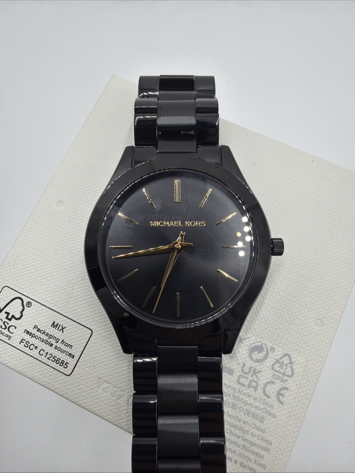 Michael Kors MK3221 Slim Runway Black Stainless Steel Unisex Watch 42mm (Z3-A21)
