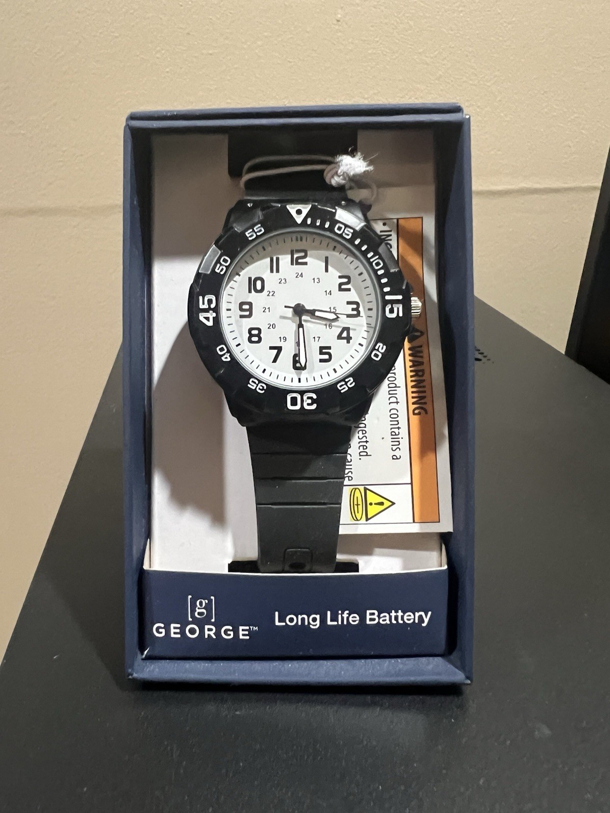 George Wrist Watch W Long Life Battery Black 2 Piece Strap W Box And Papers