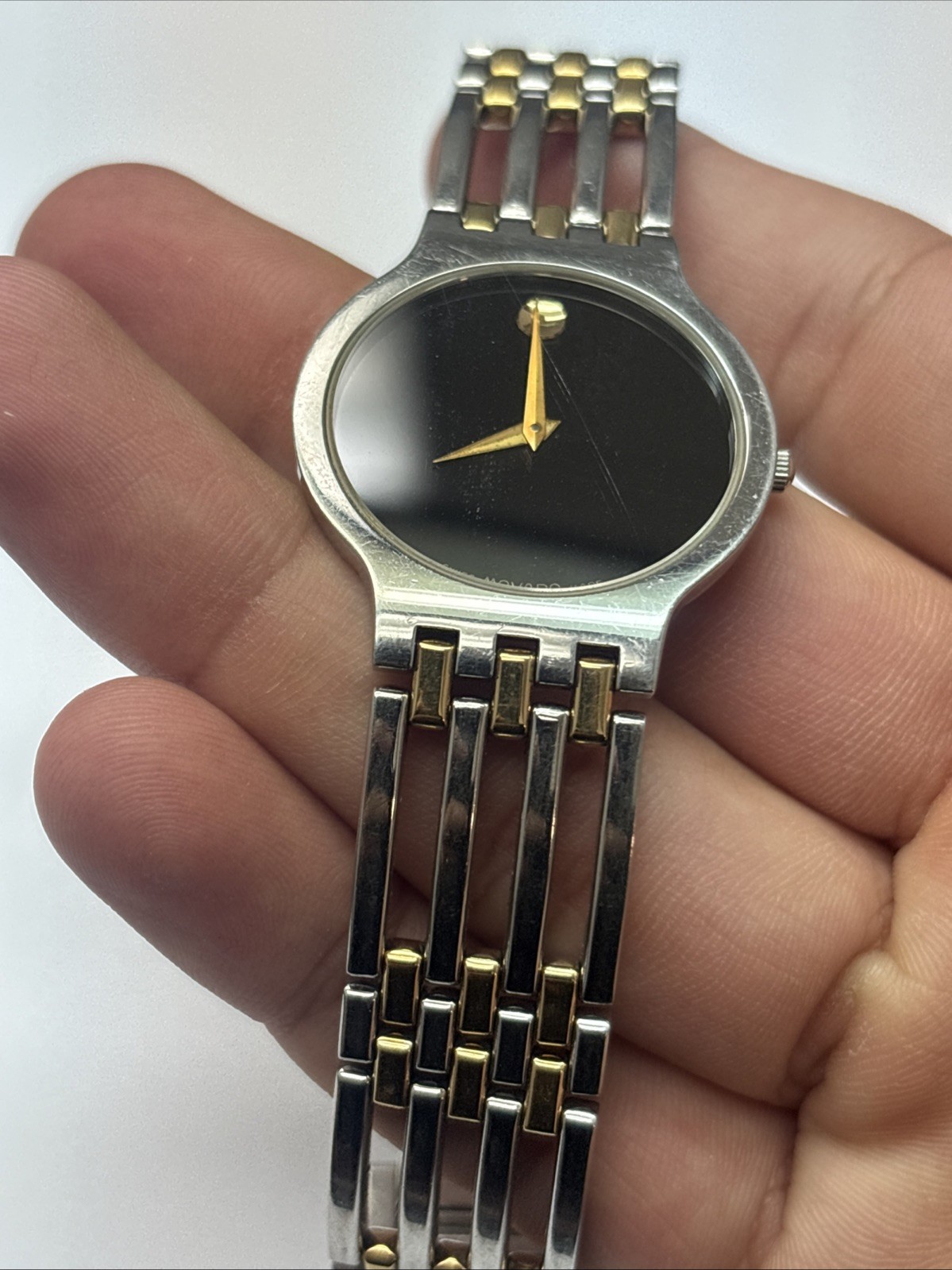Men’s Movado Esperanza Fits Wrist Size 6 3/4 (scratch On Glass) As Is Gold Plate