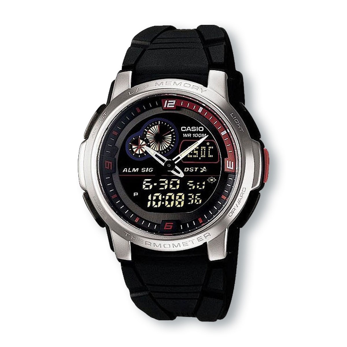 CASIO AQF102W-1B Analog/Digital Combination Thermometer Watch