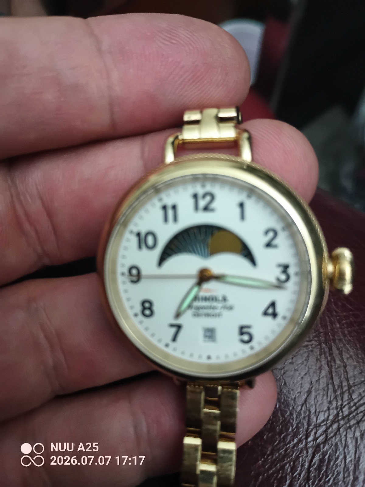 Shinola Detroit “The Birdie” Moon Phases Women’s 34mm Quartz Watch Gold Toned