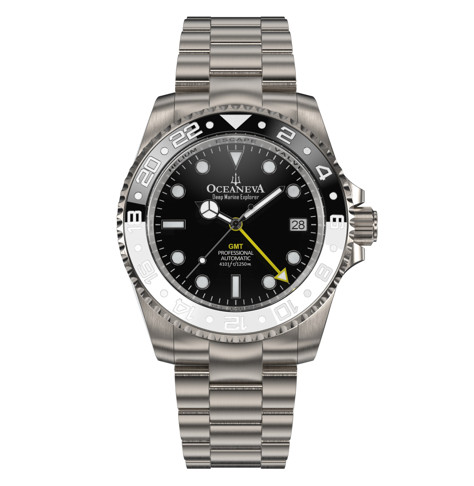 Oceaneva Men’s Deep Marine Explorer GMT Watch 1250M Ceramic TITANIUM