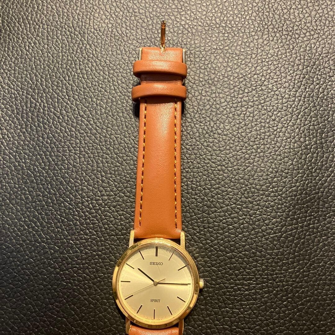 SEIKO 7N01-7060 Wristwatch SPIRIT Quartz Analog Gold Brown From Japan