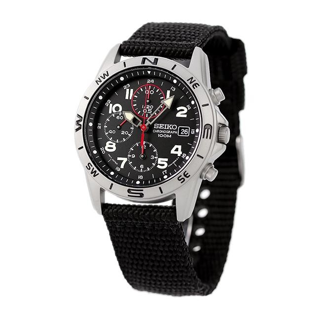 SEIKO SND399P SND399P1 Black Chronograph 100m Men’s Watch New in Box