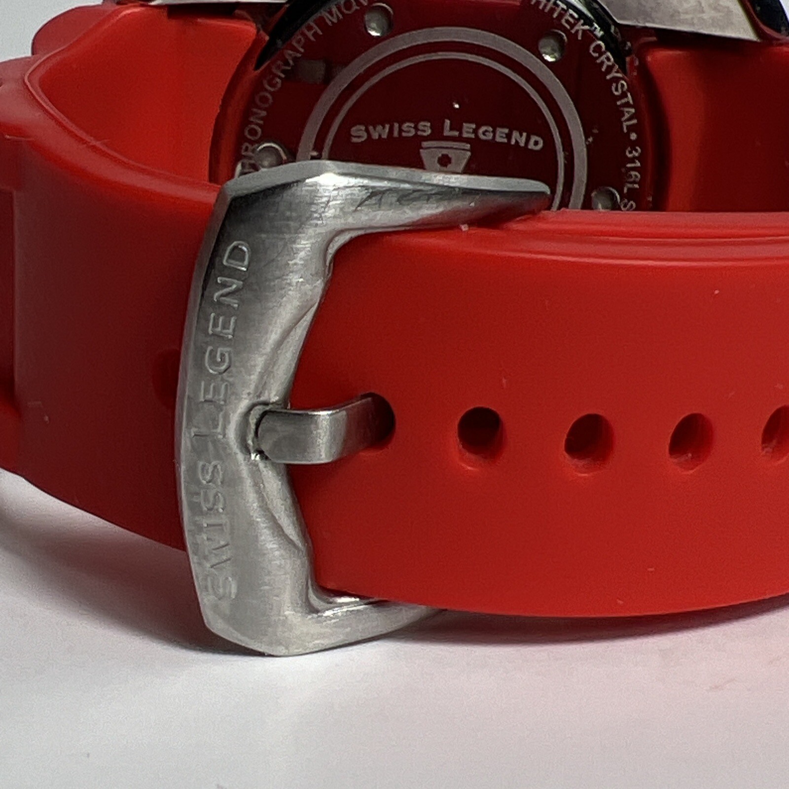 RARE COLOR Swiss Legend Men’s Commander Analog Display Swiss RED NEEDS BATTERY