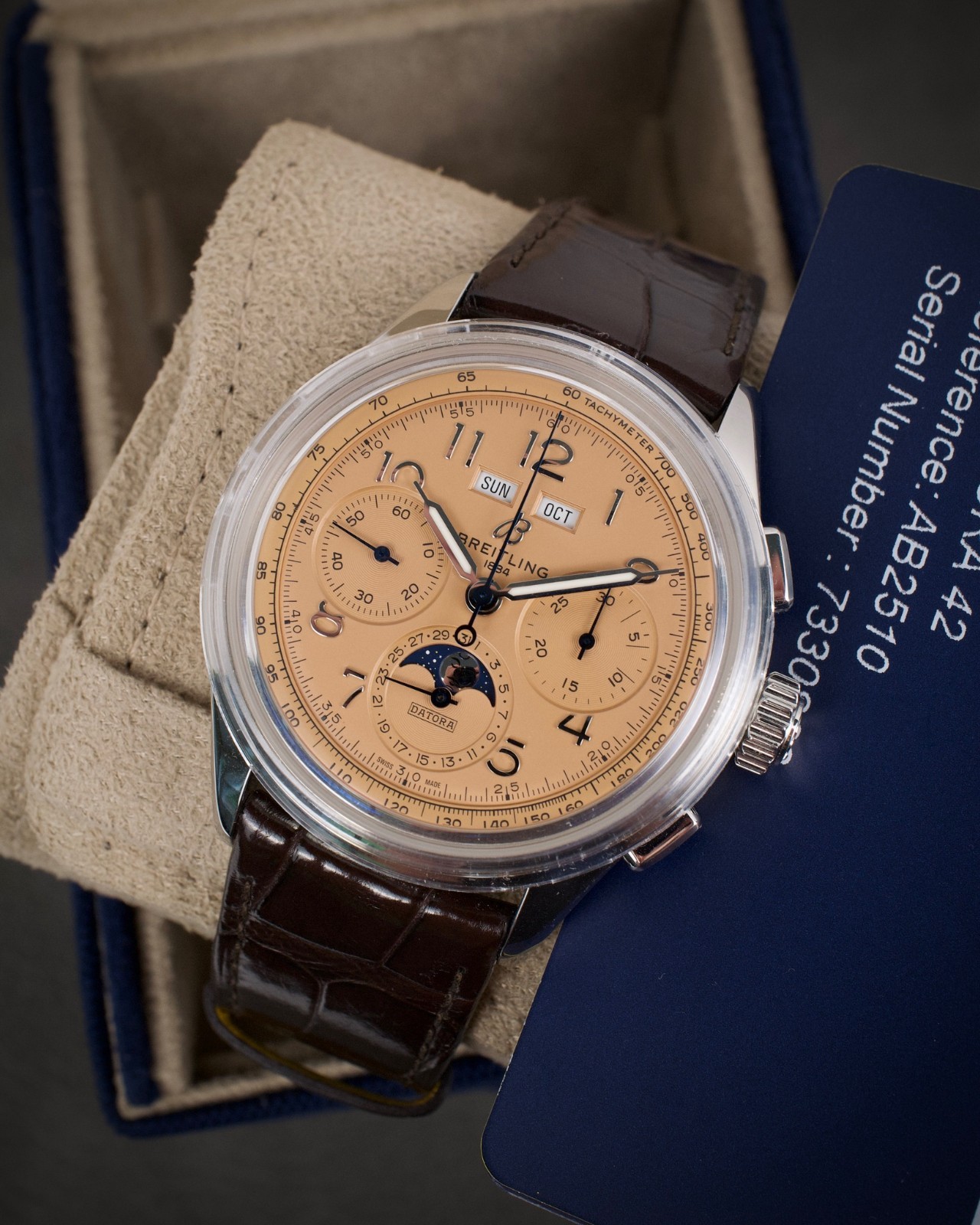 Breitling Premier B25 Datora AB2510201K1P1 2025 Papers Unworn Steel Salmon Moon