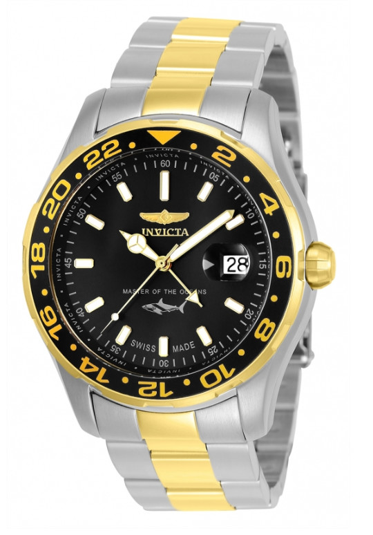 *Date Issue* Invicta Pro Diver SWISS MADE Mens 44mm 24-HR GMT Quartz Watch 25825