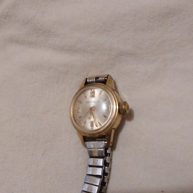 Vintage Caravelle Watch Women 20mm Gold Tone Dial Stretch Band Manual Wind