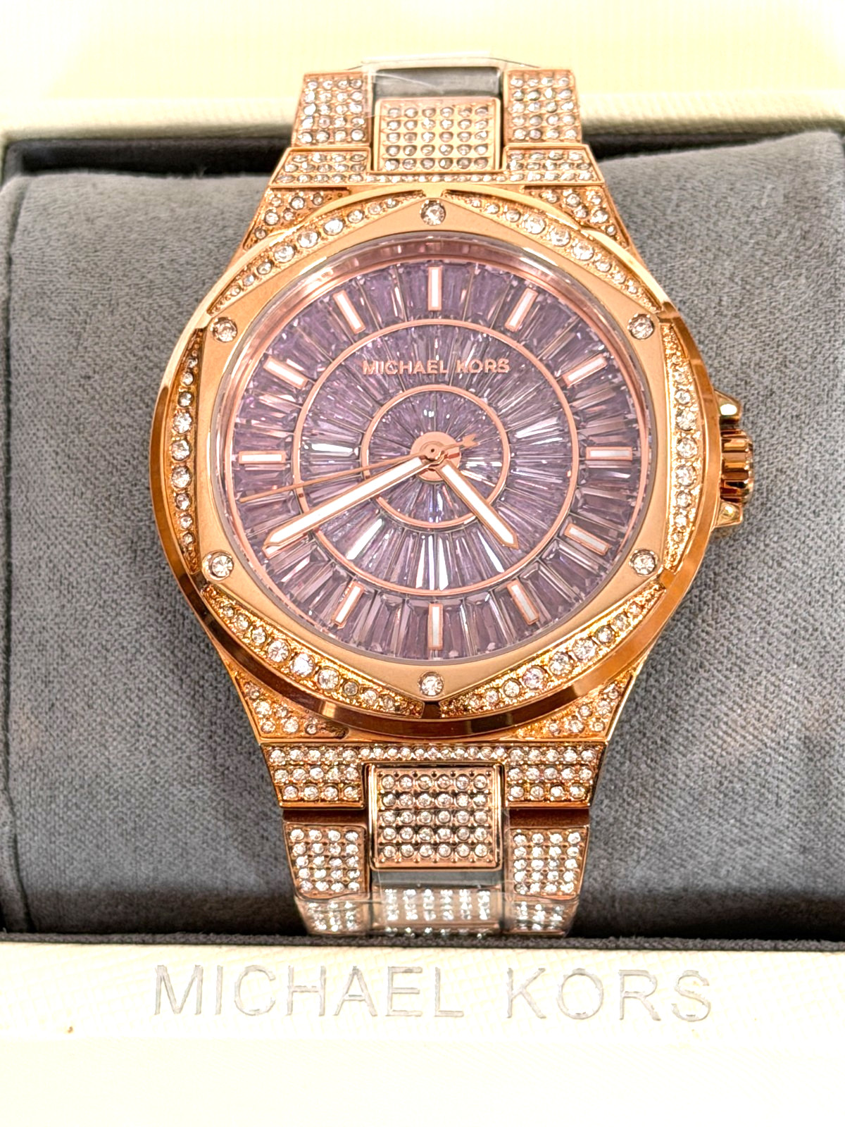 MICHAEL KORS MK6992 Lennox Womens Rose Gold-Tone Crystal Pave Watch BNWTIB $550
