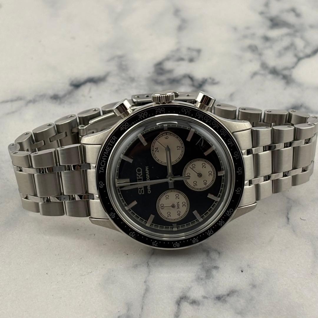 Seiko SBTR055 Black Panda Watch 40mm wrist 19cm Near Mint