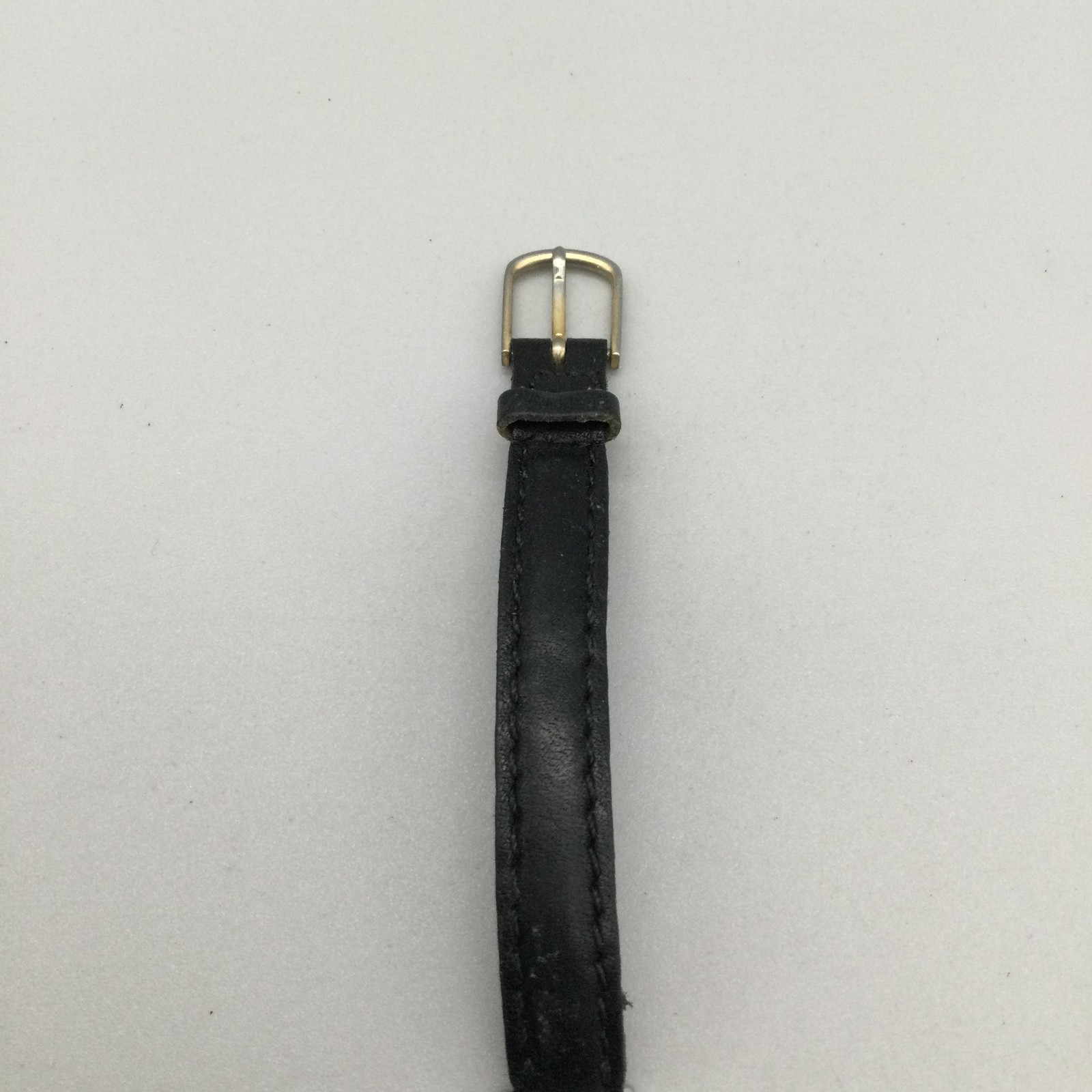 Vintage Timex Women Watch 17mm Silver Tone White Dial Black Leather Manual Wind