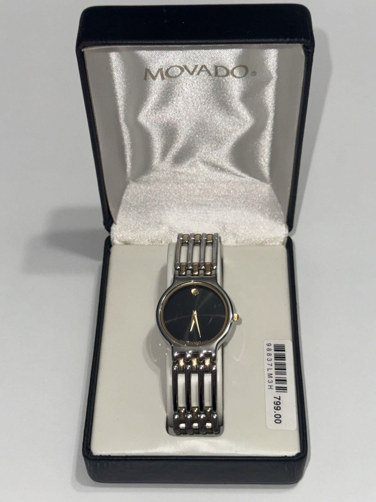 MOVADO ESPERANZA TWO TONE BLACK DIAL DESIGNER WATCH Very Good Condition