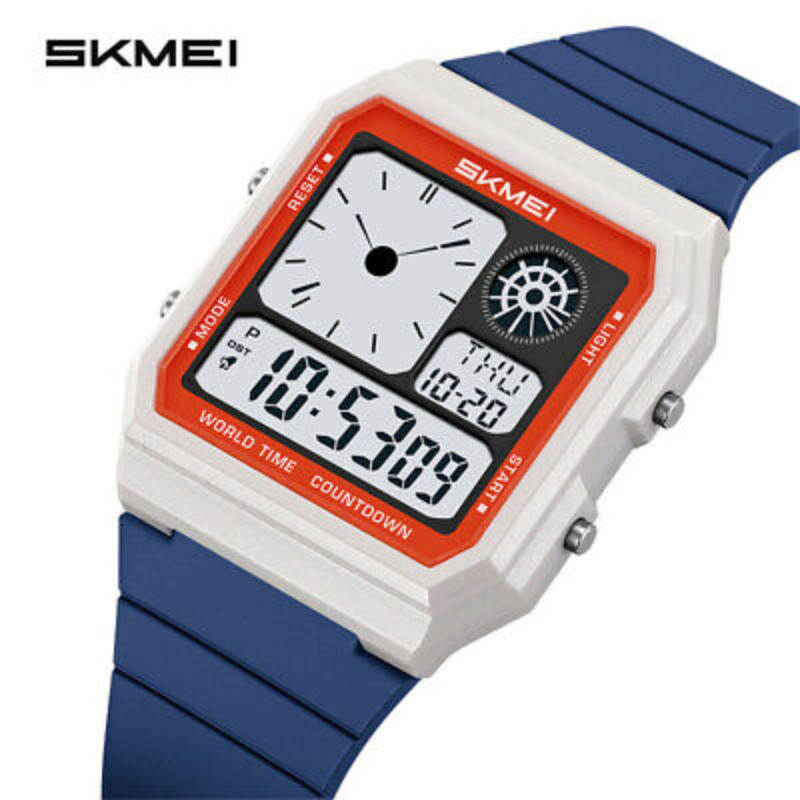 SKMEI Men’s LED Digital Quartz Sport Watch Silicone Band Waterproof Wristwatch