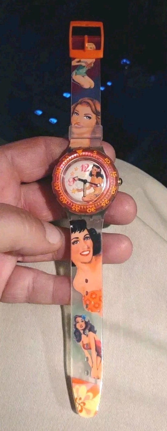 Vintage Swatch SDG104 Beach Virgin Hula Girls Tropical Scuba Watch 200mm w/ Case